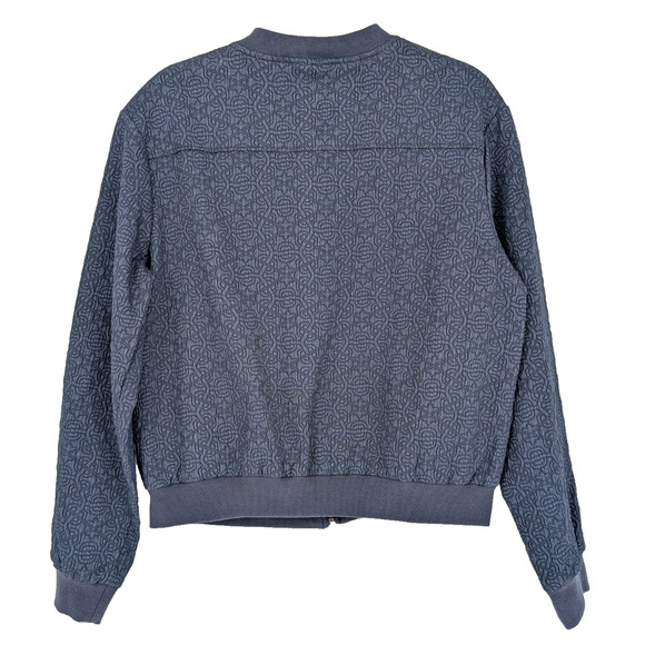 Avec Les Filles Anthropologie Blue Quilted Textured Boho Bomber Jacket Large - Picture 4 of 10